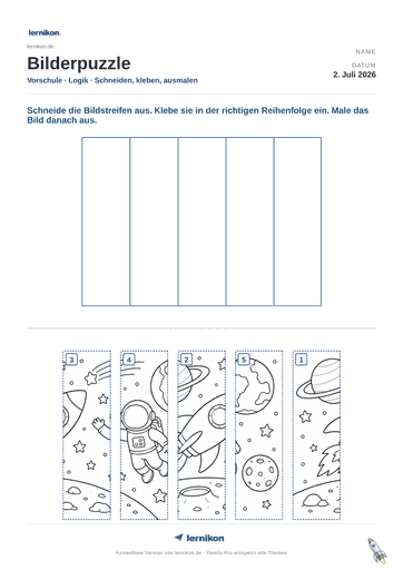 Beispiel: Bilderpuzzle Arbeitsblatt