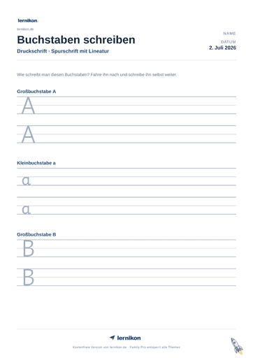 Beispiel: Buchstaben schreiben Arbeitsblatt